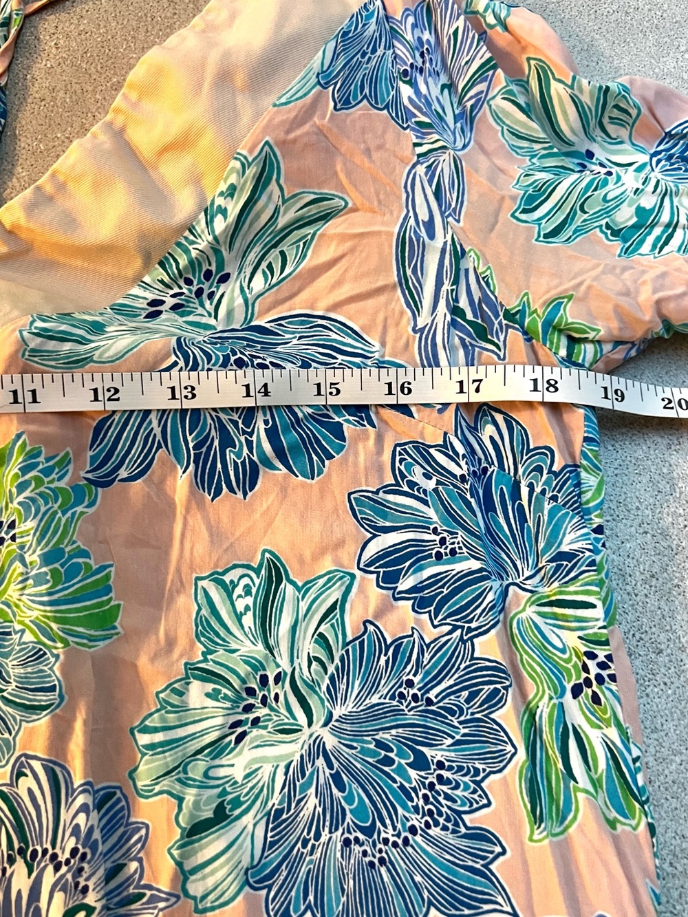 BURU Floral Caftan Midi Dress Resort Coastal Boho Vacation Tunic Peach Size L - Picture 7 of 8